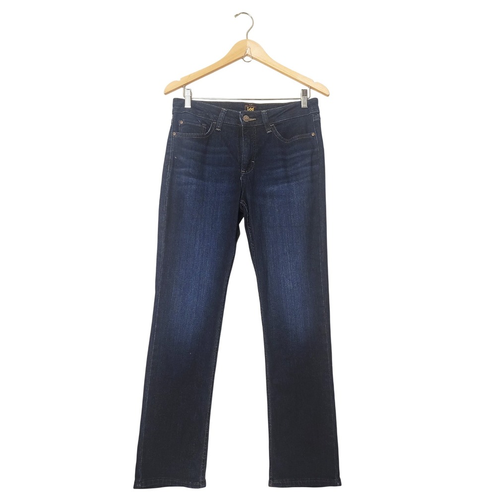 Lee Straight Leg Jeans 8Short Dark Wash Mid Rise Denim Casual Fall Preppy Office